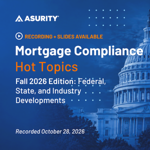Mortgage Compliance Hot Topics – Fall 2026 Edition. Recording and presentation slides available from the October 28, 2026 webinar.